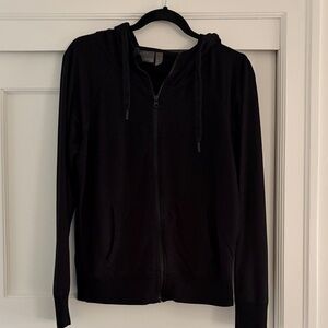 Zella Black Zip-Up Hoodie with Hood and Pockets